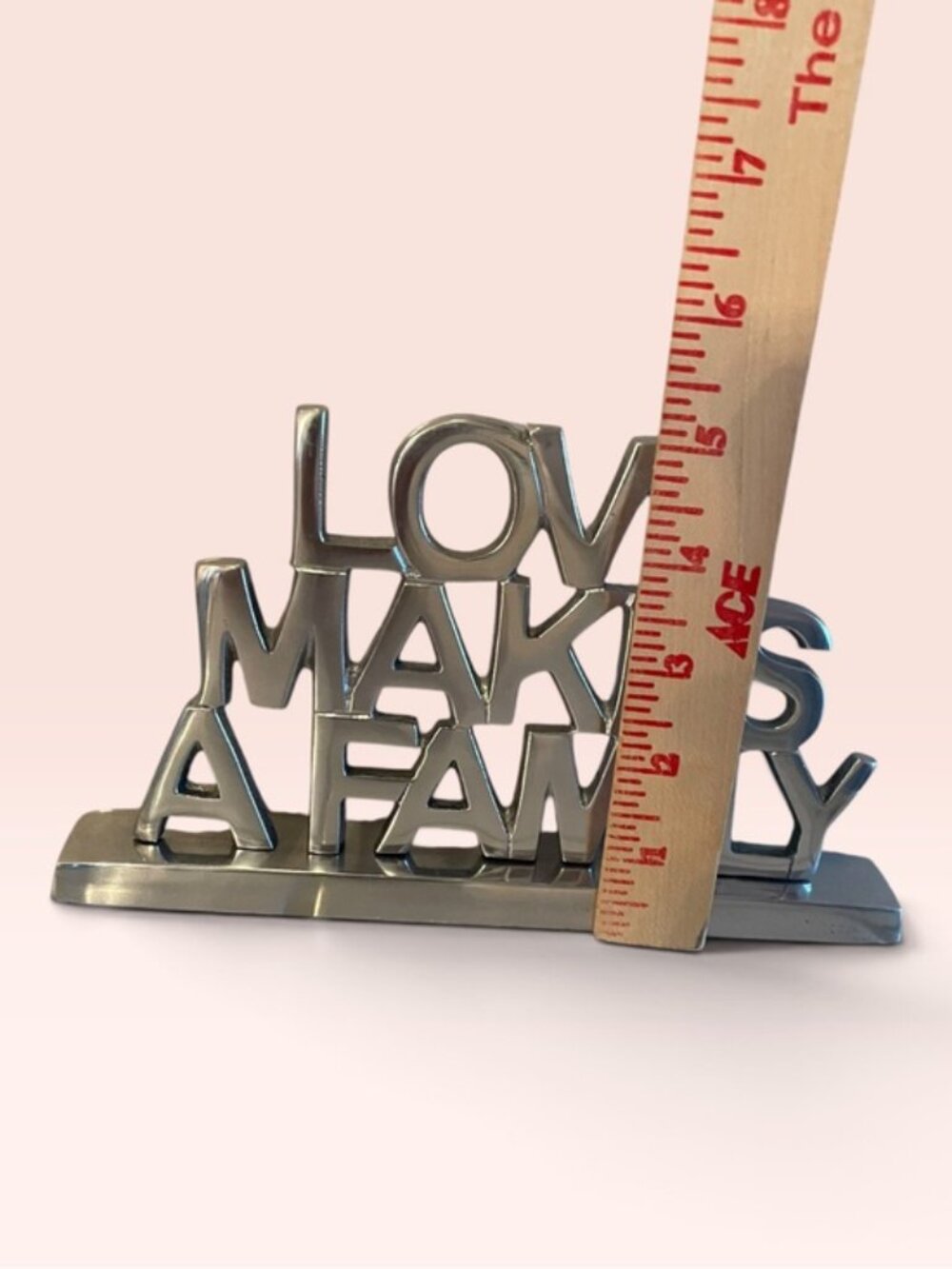 Inspired Generations Silver Metal Sign "Love Makes a Family" Tabletop Decor Gif - Picture 3 of 7